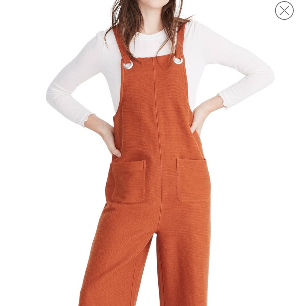 Madewell Orange Cotton Wide-Leg Overall Jumpsuit
